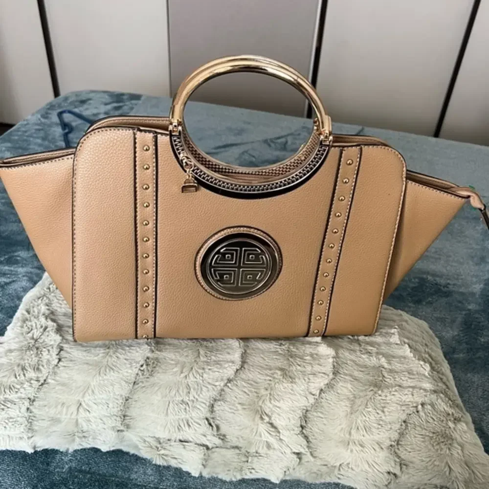 Women's Studded Top Ring Handle Wing Tote Satchel‎ Bag